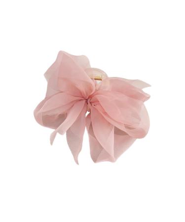 Bow Hair Claw Clips For Women Mesh Tulle Bowknot Hair ClipsLarge Ponytail Hair For Girls Dec Hair Clamp Clips Claws Nonslip Pink 1 count (Pack of 1)