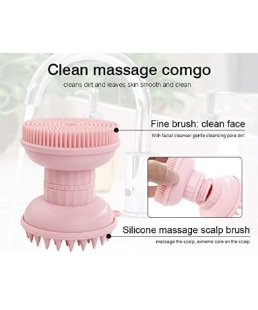 MYCOMBO Exfoliating Silicone Body Scrubber - 2 in 1 Bath & Shampoo Brush | Scalp Massager | Hygienic & Long Lasting - Pink - Buy Online on GoSupps.com