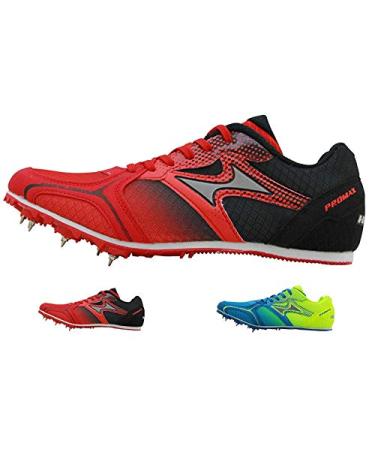 HEALTH Track Spike Running Sprint Shoes Track and Field Shoes Mesh Breathable Lightweight Professional Athletic Shoes 5599 Blue & Red for Kids, Boys, Girls,Womens, Mens 5.5 Narrow Women/4.5 Narrow Men Red