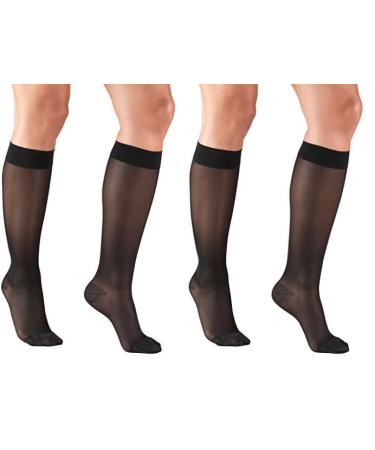 Truform Sheer Compression Stockings 15-20 mmHg Women's Knee High Length 20 Denier Black Small (Pack of 2)