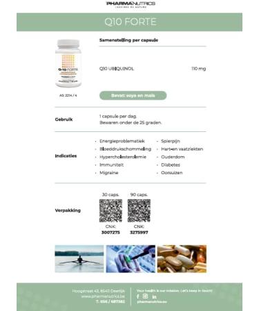  Pharmanutrics Q10 FORTE 30 CAPS PHARMANUTRICS//UBIQUINOL 110 MG-ANTI-OXIDANT-ENERGY//VOEDINGSSUPPLEMENT - Buy Online on GoSupps.com