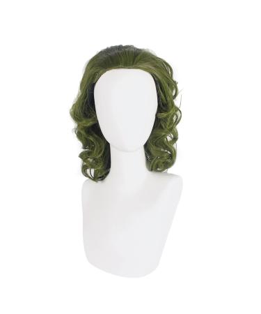 Haptufer Green Wig for Clown Costume Wig Men Short Wavy Wig Joker Fleck Wig Halloween Easy to Use