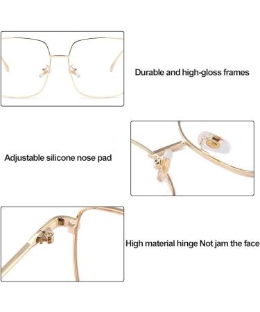 Dollger Blue Light Filter Glasses for Men & Women | Square Metal Frame | Anti Blue Light Glasses for Gaming PC & TV | Stylish Large Frame Gold Design - Buy Online on GoSupps.com