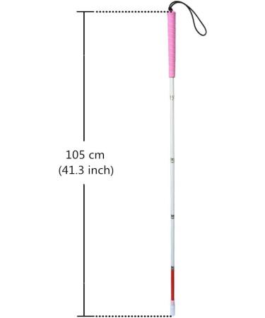 White Cane Aluminum Folding Cane for the Blind Folds Down 5 Sections with 2 Tips (Pink Handle 105 cm (41.3 inch)) - Buy Online on GoSupps.com