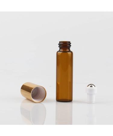 Tianzd 20 Pack 5ml Amber Roller Bottles - Essential Oil Glass Rollers with Gold Caps & Funnel Opener - Perfect for DIY Aromatherapy - Buy Online on GoSupps.com