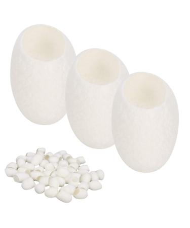 Lot de 50 Boules Exfoliantes de vers Soie pour un Nettoyage en Profondeur Soins du Visage Cocons en Soie Naturelle pour claircir la Peau Convient les Types de Peau