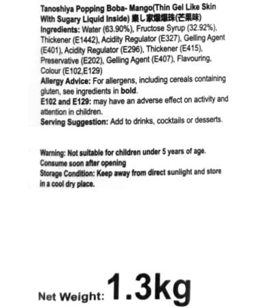 WaNaHong Mango Popping Boba Pearl 1.3 KG - Dessert Toppings for Prosecco and Cocktails - Buy Online on GoSupps.com