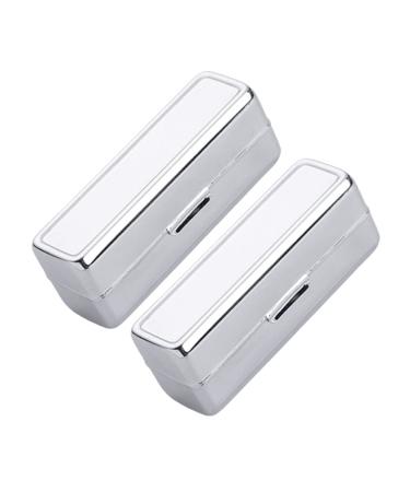 Minkissy 2pcs lipstick case with mirror metal lipstick box portable lipstick holder cosmetic memory organizer for women