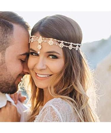 Fashband Boho Flower Head Chain | Gold Pearl Headband & Hair Accessories for Women | Unique Bohemian Style - Buy Online on GoSupps.com