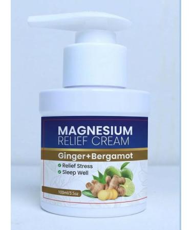 Magnesium Cream - Soothing Comfort & Feet Knee Muscle Relaxer Cream with Berganot Aloe Vera Shea Butter - Topical Magnesium Lotion (Ginger + Bergamot)