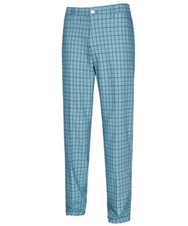 Lesmart Mens Golf Pants Stretch Lightweight Slim Fit Breathable Dry Fit Golf Pants with Pockets Light Blue Plaid 46W x 32L