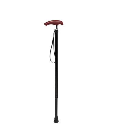 Walking Stick Crutch Aluminum Alloy Anti-Skid Stick Hiking Poletele scopic Sticks One-Legged Walking Stick with Red Rosewood T-Handle Black
