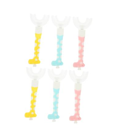 Minkissy 6 pieces children's toothbrush child manual toothbrushes u-design toothbrush children toothbrush oral toothbrush soft toothbrush for newborn gums U-type cartoon abdominal muscles