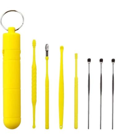 7Pcs/Set Stainless Steel Ear Wax Removal Tool - Yellow Ear Wax Remover Spoon Curette Kit - Buy Online on GoSupps.com