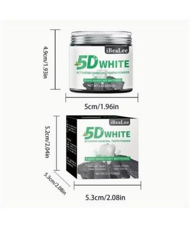 5D White Activated Charcoal Tooth Powder 2.11 oz Mint Flavor Natural Teeth Whitening - Buy Online on GoSupps.com