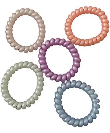 Spiral Hair Bands Plastic Hair Coil Ties Ponytail Bunches Holder Cord Bobbles for Women Girls Pastel Pearl 5pc Set - Buy Online on GoSupps.com