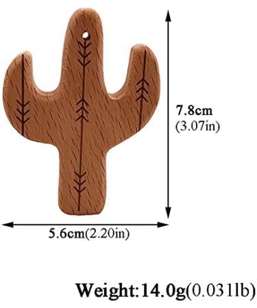 Wendysun 2pcs Cartoon Wood Teether - Natural Animal Cactus Shape for Baby Teething - Beech Teether DIY Pendant Toy - Buy Online on GoSupps.com