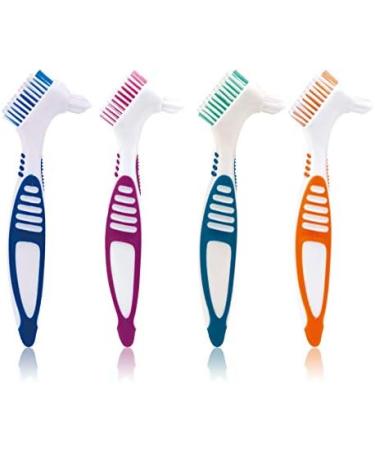Orange Double Bristle Head Denture Brush - Portable Cleaning Brush for False Teeth | Best Dental Care - Buy Online on GoSupps.com