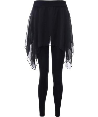Skirted Leggings for Women Stretchy Yoga Pants with Chiffon Skirt for Ballet Dance | Medium Size - Buy Online on GoSupps.com