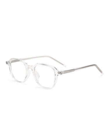 SERONI Retro Oval Tr90 Frame Blue Light Blocking Glasses for Women Men Anti UV Ray Computer Reading Glasses for Women Men Clear 49 Millimeters