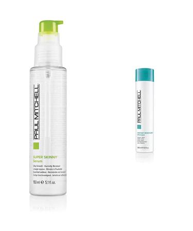 Paul Mitchell Super Skinny Serum-Anti-Frizz Fluid smoothes and protects unruly hair hair care in hairdressing quality 150 ml (1-pack) bundle with instant moisture shampoo 300 ml