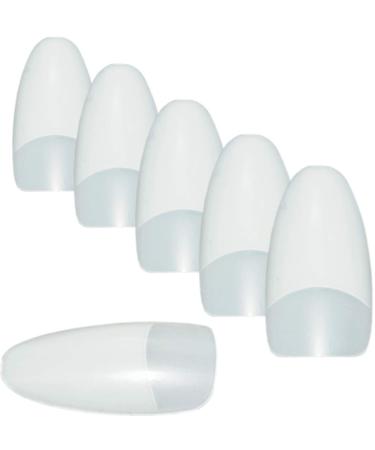 100 artificial nail tips oval natural with adhesive surface in tip box