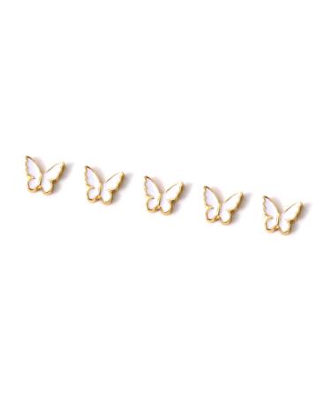 FEIlei 5Piece Colorful Metal Butterfly Nail Decoration Butterfly Charm for DIY Manicure