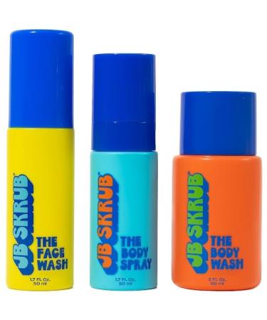 The Junior Travel Trio - Complete Skin Care Set for Kids Tweens & Teens: Hydrating Body Wash Refreshing Body Spray & Gentle Face Wash