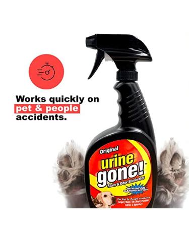 Urine Gone Pet Stain Remover & Odor Eliminator - Heavy Duty Carpet Cleaner - Enzyme Fabric Spray for Dog & Cat - 24 Fl Oz - Buy Online on GoSupps.com