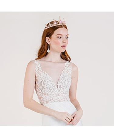 Vofler Rose Gold Tiara Crown with Pink Crystal - Vintage Rhinestone Headband for Women - Ideal for Bride, Prom, Wedding, Pageant - Rose Gold/Pink - Buy Online on GoSupps.com