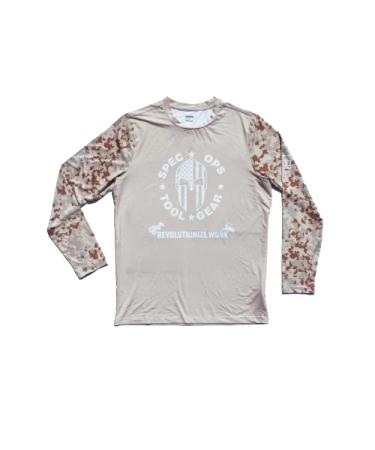 Spec Ops Tool Gear Tactical Construction T-Shirt for Men, Great for Working & Outdoor Activities Long Sleeve Medium Desert Tan Camo