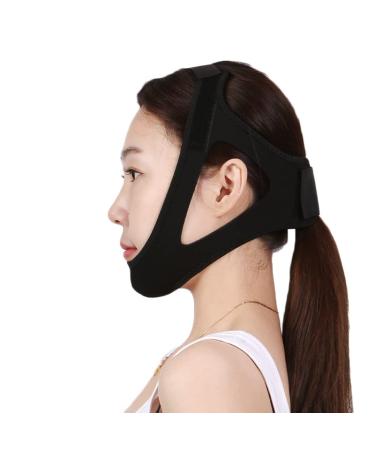 Anti Snore Chin Strap Adjustable Chin Strap with Magic Tape Respiratory Correction Strap Comfortable Universal Anti Snoring Devices Sleep Aid Chin Strap Devices for Men Women Snoring Mask Black