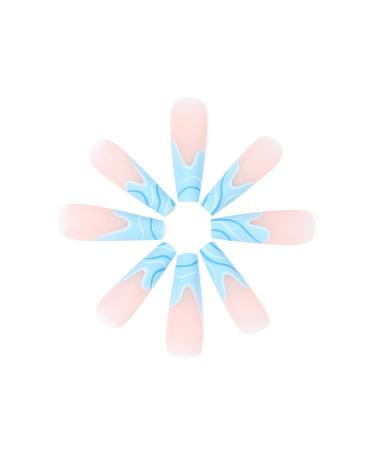Brishow Long False Nails - Wave Press On Nails 24pcs for Women & Girls (Blue) - Trendy Artificial Nails for Easy Application & Stunning Look - Buy Online on GoSupps.com