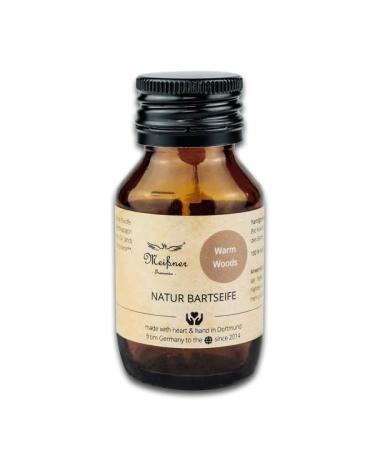 Meißner Tremonia - 50ml Bart soap "Warm Woods" - Bartshampoo without artificial additives - vegan bartshampoo for men with organic olive oil for intensive care - for daily beard care