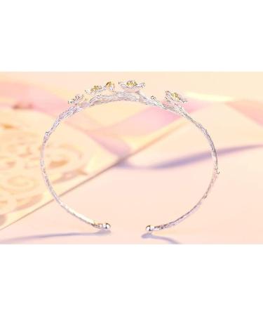WIPPWER Silver Bracelet Sterling Silver Chain Bracelet Women Silver Bracelet Adjustable Cuff Bangle Hand Carve Flower Bracelets Ladies Jewellery Birthday Gifts for Sisters F - Buy Online on GoSupps.com
