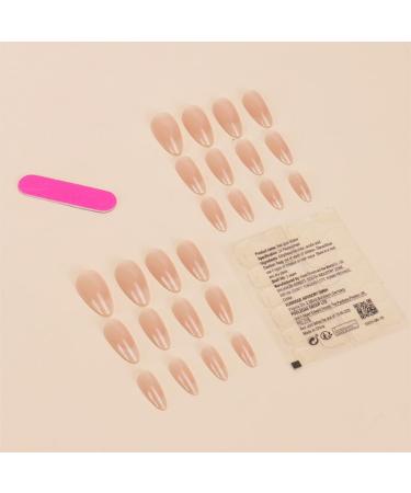 24Pcs/Set Press On Nails Mid Length Fake Nails Nude Gradient False Nails Acrylic Fake Nails Full Cover Nails Tips Artificial Finger Manicure Press on nails for Women and Girls - Buy Online on GoSupps.com