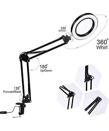 Spacmirrors Magnifying Glass 10 Lighting Levels Dimming Adjustable Industrial Clamp 5X Magnification Magnifying Glasses LED Light Magnifying Lamp Magnifier - Buy Online on GoSupps.com