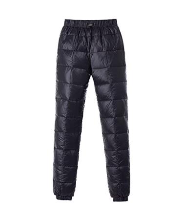 Tapasimme Men's Winter Warm Loose Utility Down Pants Sassy High Waisted Nylon Compression Snow Trousers Small Cargo Black