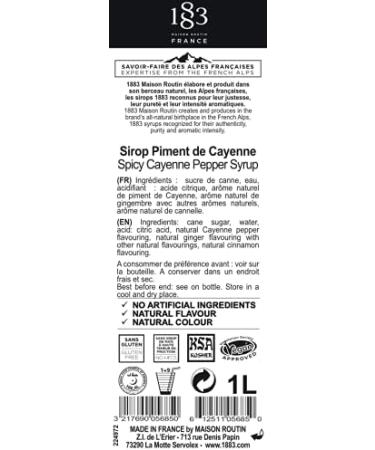 Routin 1883 Premium Spicy Cayenne Pepper Syrup (Glass Bottle) 1L - Buy Online on GoSupps.com