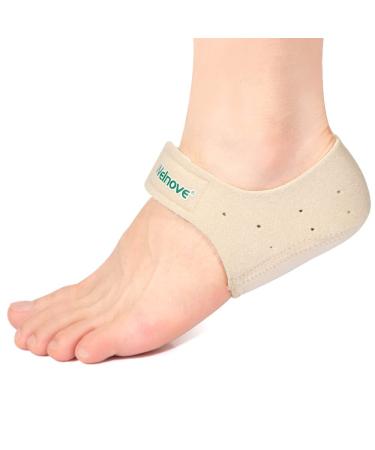 Welnove heel protectors 2 pieces m size heel cups with pillows breathable heel supports for pain relief from track plantar fasciitis tendinitis cracked heel - ivory (medium)