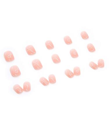 RikView Pink Press on Short Fake Nails | Square Acrylic Nails with Swirls Design - Buy Online on GoSupps.com