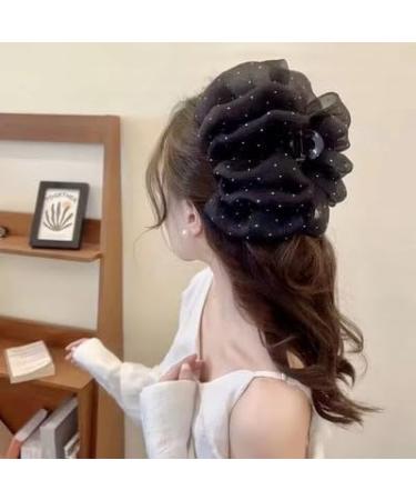 Bow Bubble Clips 2/4pcs Large Large Chiffon Bubble Bow Hair Claw Jaw Clip Hair Claw Clips for Women's Hair Accessories Claw Clip for Thick Long Hair (C(2pcs)) - Buy Online on GoSupps.com