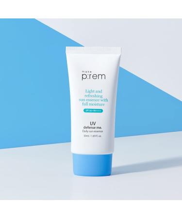 Makeprem UV Defense Me Daily Sun Essence SPF 50+ PA++++ - Vegan Reef-Safe Sunblock for Face & Body with 73% Moisture Essence - Korean Sunscreen for Dry, Oily, and Sensitive Skin - Buy Online on GoSupps.com