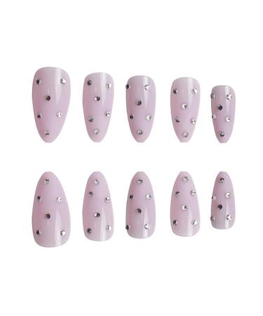 RikView Almond Press On Rhinestone Purple Fake Nails for Women - Long Stick On Nails - Buy Online on GoSupps.com