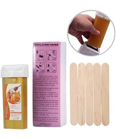 Professional Hair Removal Set - Wax Roller with Thermal Wax & Accessories | 100g Wax Spatulas & Strips for Smooth Skin - Buy Online on GoSupps.com