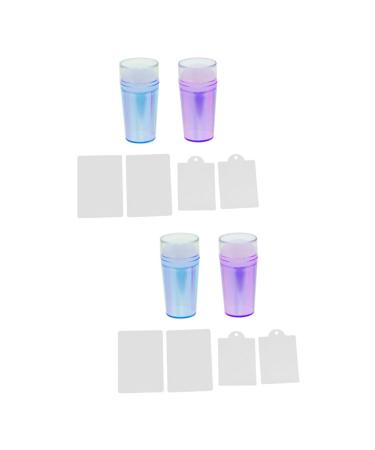 DOITOOL 4 Sets Nail Stamp Nail Art Accessories Professional Nail Stencils Kit Clear Stamps Jelly Nail Art Stamper Silicone Stamps Glitter Outfit Silicone Gel Scraper Set Girl Silica Gel