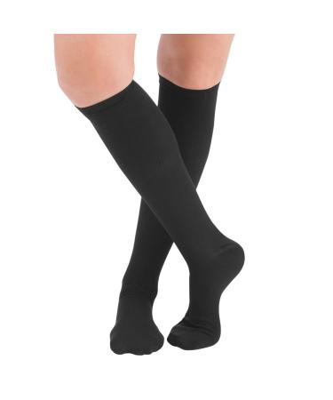 Collections Etc Women's Compression Trouser Socks Pair Firm 20-30 mmHg Black Small - Made in The USA