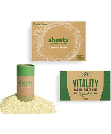 Sheets Laundry Club All In One Laundry Kit: 50 Fast Dissolving Fresh Linen Sheets, Lavender Scent Booster, Plant Based Dryer Sheets - Buy Online on GoSupps.com