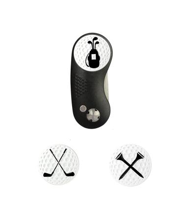Myartte Golf Divot Repair Tool,Foldable Divot Tool, Stainless Steel Switchblade with 2 PCS Detachable Golf Ball Marker Pop-up Button Black wine glass lips
