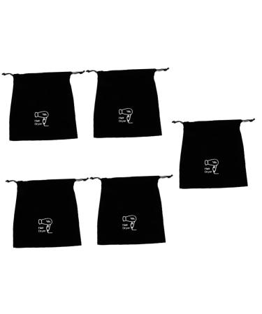 SOESFOUFU 5 Pcs Hair Dryer Storage Bag Large Storage Bag Mini Hair Blower Bag Hair Tools Bag Black Flannel